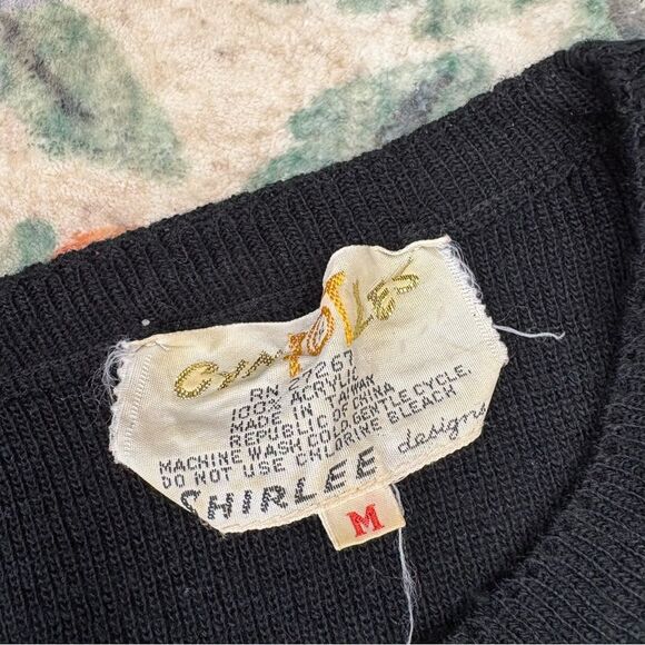 Vintage Scottie Dog Sweater Hand Embroidered Crewneck Pullover Black Shirlee Med - Picture 4 of 6